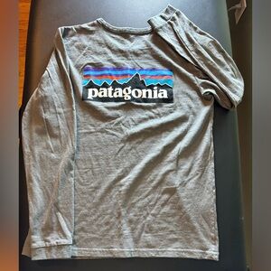 Patagonia Long Sleeved Crew T-Shirt Organic Cotton Gray